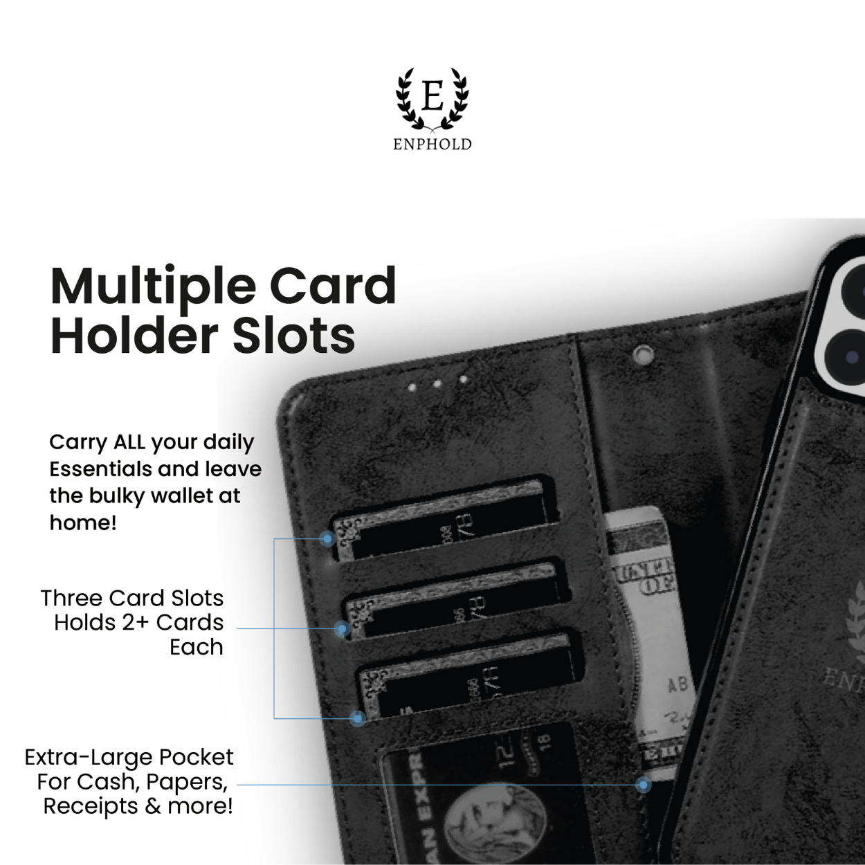 Folio iPhone Case Wallet & Magnetic Detachable Card Holder – Enphold